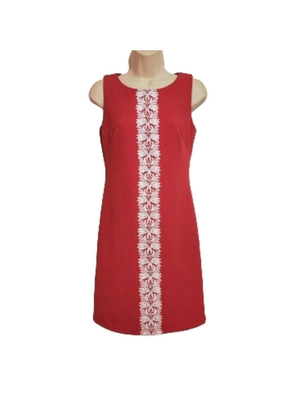 Chaps Pink Lace Front Sleeveless Stretch Shift Dress